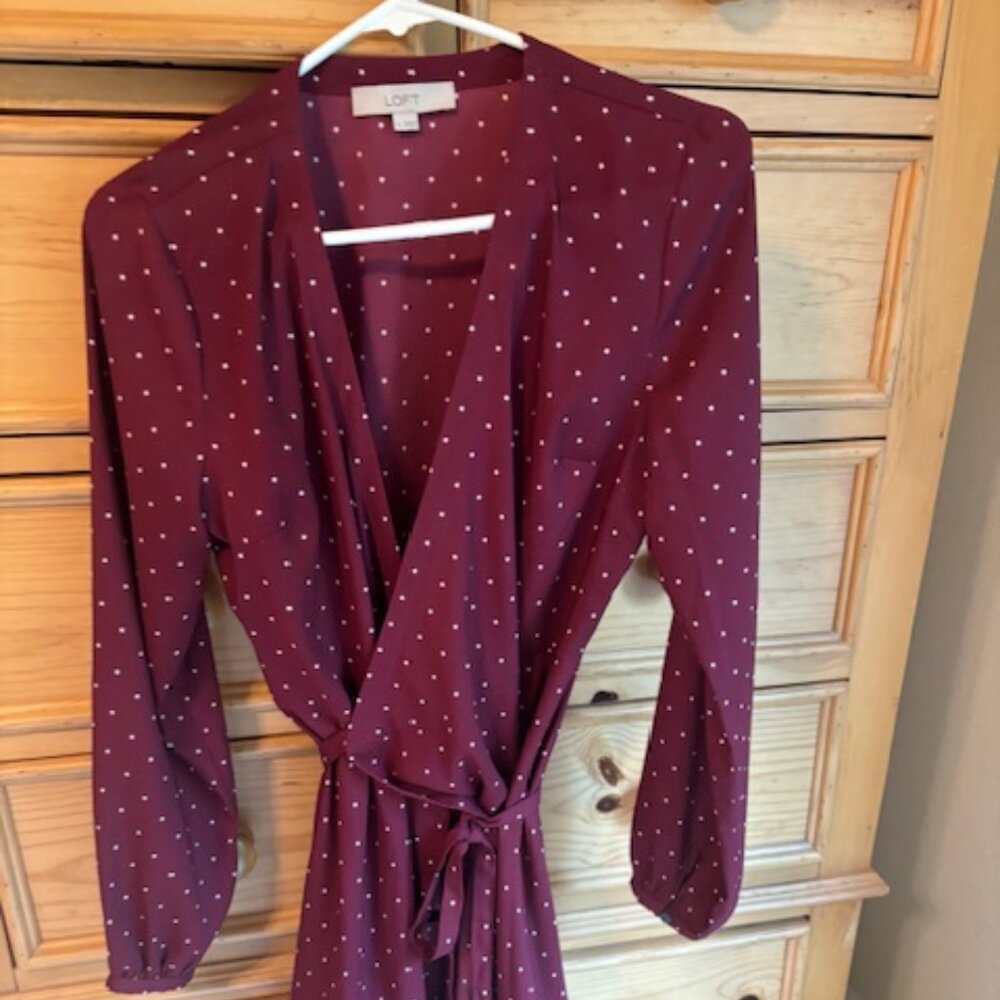 Maroon Loft Wrap Dress Size 6